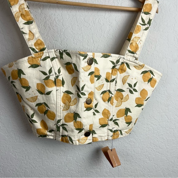 NEW NWT Reformation Chrissy Denim Two Piece Set Limoncello Lemon - Picture 5 of 8